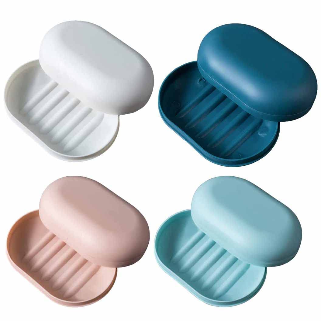 Soap Dish with Lid Travel Soap Case Soap Bar Travel Soap Leakproof Soap Box Container Holder closable Soap Bar Dish Storage for Shower Travel Hiking Bathroom School Gym - 4PCS