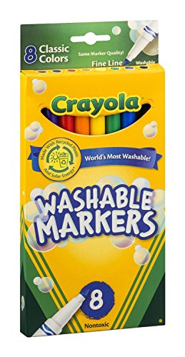 Crayola Ultra-Clean Washable Markers, Color Max, Fine Line Classic Colors 8 Ea (Pack of 2)