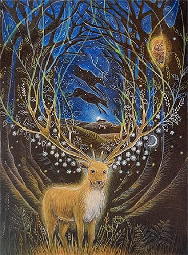 Hannah Willow The Way Back UK made Art Greetings Card - Stag in the forest - Birthday Card