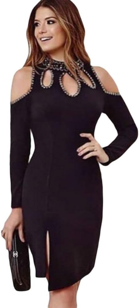 black cold shoulder dress uk