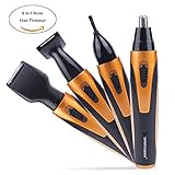 Nose Hair Trimmer 4 in 1 Rechargeable Ear Hair Trimmer Sideburn Trimmer Eyebrow Trimmer for Men, Bikini Trimmer for Women (Golden)
