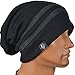 Men Reversible Slouchy Beanie Hat Unisex Skull Hat (B308-Black)