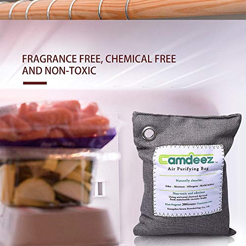 Camdeez Natural Air Purifying Bag，Coconut Shell Activated Carbon Air Freshener, Odor Eliminator for Cars,Closet,Shoes,Kitchens,Basements,Bedrooms.4 Pack (200-Grams) - Thumbnail 5