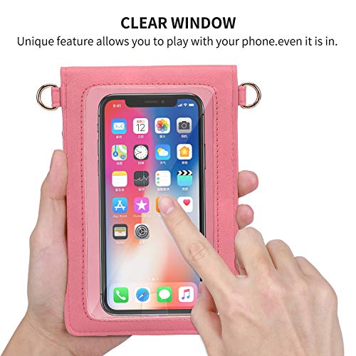 AnsTOP Lightweight Leather Phone Purse, Small Crossbody Bag Mini Cell Phone Pouch Shoulder Bag with Strap for Women