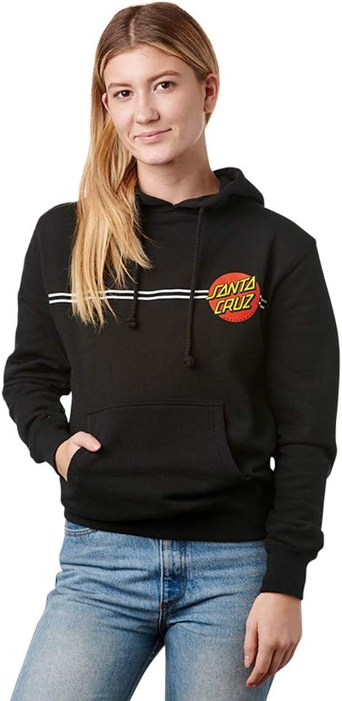 Santa Cruz Skateboards Classic Dot Womens Hooded Pullover Sweatshirt (Large, Black)