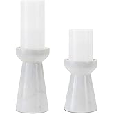 Melrose International Marble Candle Holders Set of 2-6" & 7.5" Taper Candle Holders - Modern Home Decor