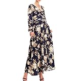 Eastabile Womens Vintage Floral Printed Deep-V Neck Evening Party Beach Long Dress