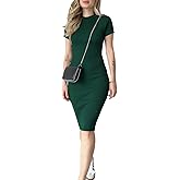 CutieLove Women's Casual Bodycon Midi Dress Short Sleeve Ribbed Knit Slim Fit Midi Dresses