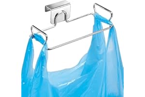 Hangable Stainless Steel Garbage Bag Holder Kitchen Door Cabinet Mounted Trash for Organization