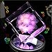LIWUYOU Square Crystal 3D Rose Flower Colorful LED Light Rotating Musical Box, Rose, Music Base