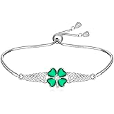 Talonior Shamrock Bracelet for Women Sterling Silver celtic St Patricks Day Bracelet Four Leaf Clover Green Luck Gifts Irish Jewelry