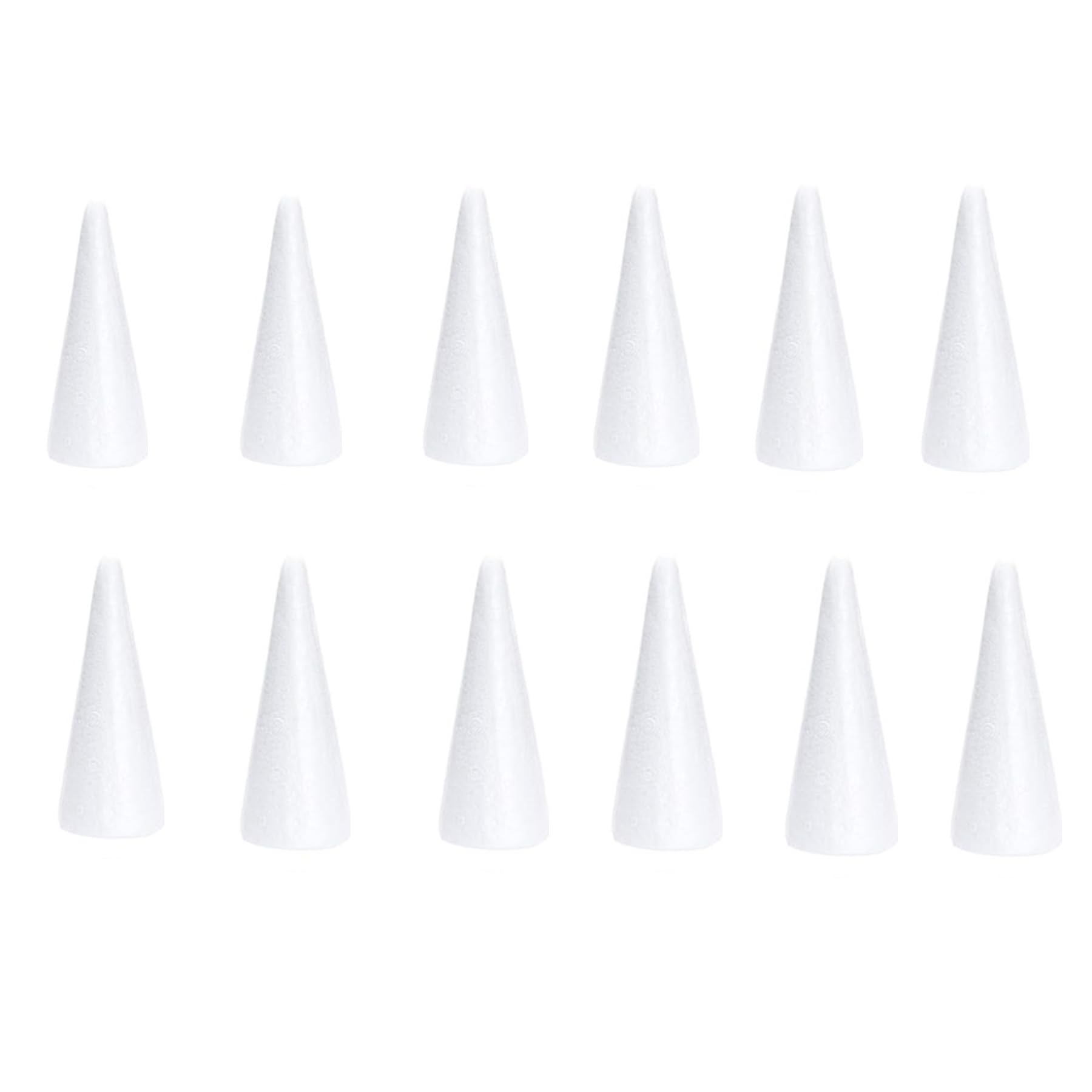Wensmy 12pcs 11cm Foam Cones Craft Styrofoam Cone Shaped White Crafts Cake Towers for DIY Craft Christmas Tree Decoration Flower Arrangement Props for Christmas Party (12PCS 11CM) — image 1