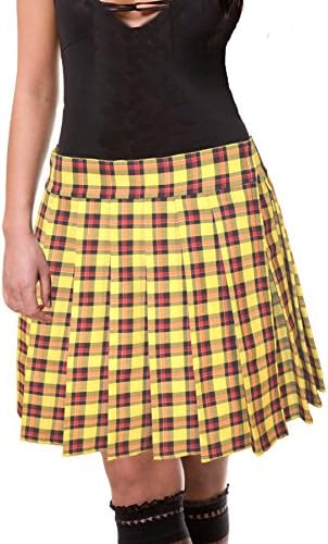 Yellow Schoolgirl Tartan Plaid Pleated Skirt Unley Plus Long6