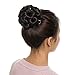 Wavy Hairpieces Clip in on Synthetic Hair Bun Plastic Combs Bride Updo Hair Brown-Clip in