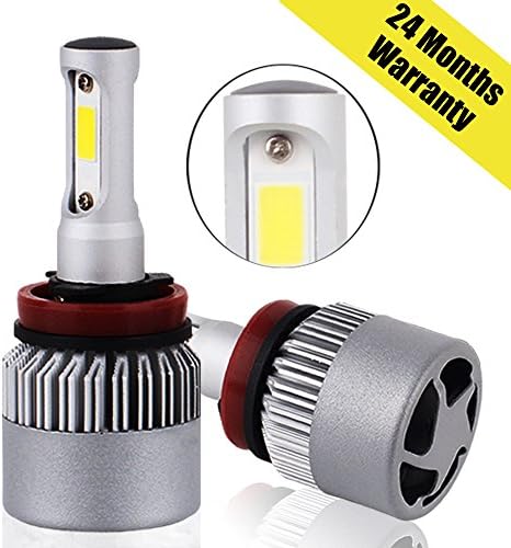 Led Headlight Bulb Kits H11 H8 H9 Led Headlamp Bulbs Conversion Kit Replacement 6000LM 6500K 60W Waterproof IP68 Rated Crystal Clear Cool White USA COB Chips -2 Yrs Warranty (Set of 2)