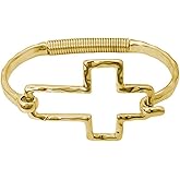 TACBSP Chunky Gold Cross Bracelet for Women Silver Large Big Cross Bangle Bracelet Handmade Cuff Bracelet Trendy Jewelry Gifts for Women
