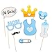 Photo Booth Props Funny DIY Kit for Baby Shower Boy Birthday Party Decorations Costume Dress-up Accessories Doubtless Bay (25Pcs blue)