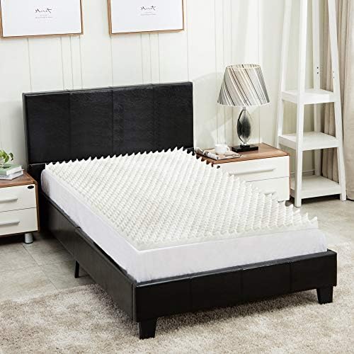 Mayton 1-inch High Density Convoluted Egg Shell Breathable Memory Foam Topper,Adds Comfort to Mattress,Queen