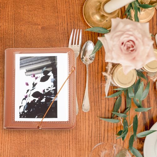 Rieibi Photo Album for Fujifilm Instax Wide210/Wide300/Wide400 Camera, Album for Polaroid 3.4x4.3 inch Wide Film, PU Leather Photo Frame for Instax Wide 400 Album