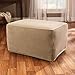 SureFit Home Décor Stretch Stripe Box Cushion Ottoman One Piece Slipcover, Stretch Form Fit, Polyester/Spandex, Machine Washable, Brown Color (SF37760)
