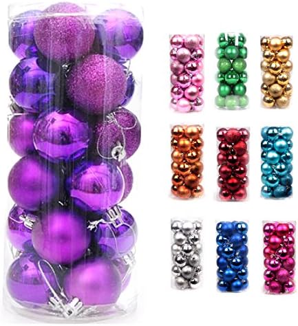 Volumus Christmas Ornaments Balls 24ct Tree Balls 1.57" Colorful Shatterproof Decoration for Holiday Wedding Party Decoration