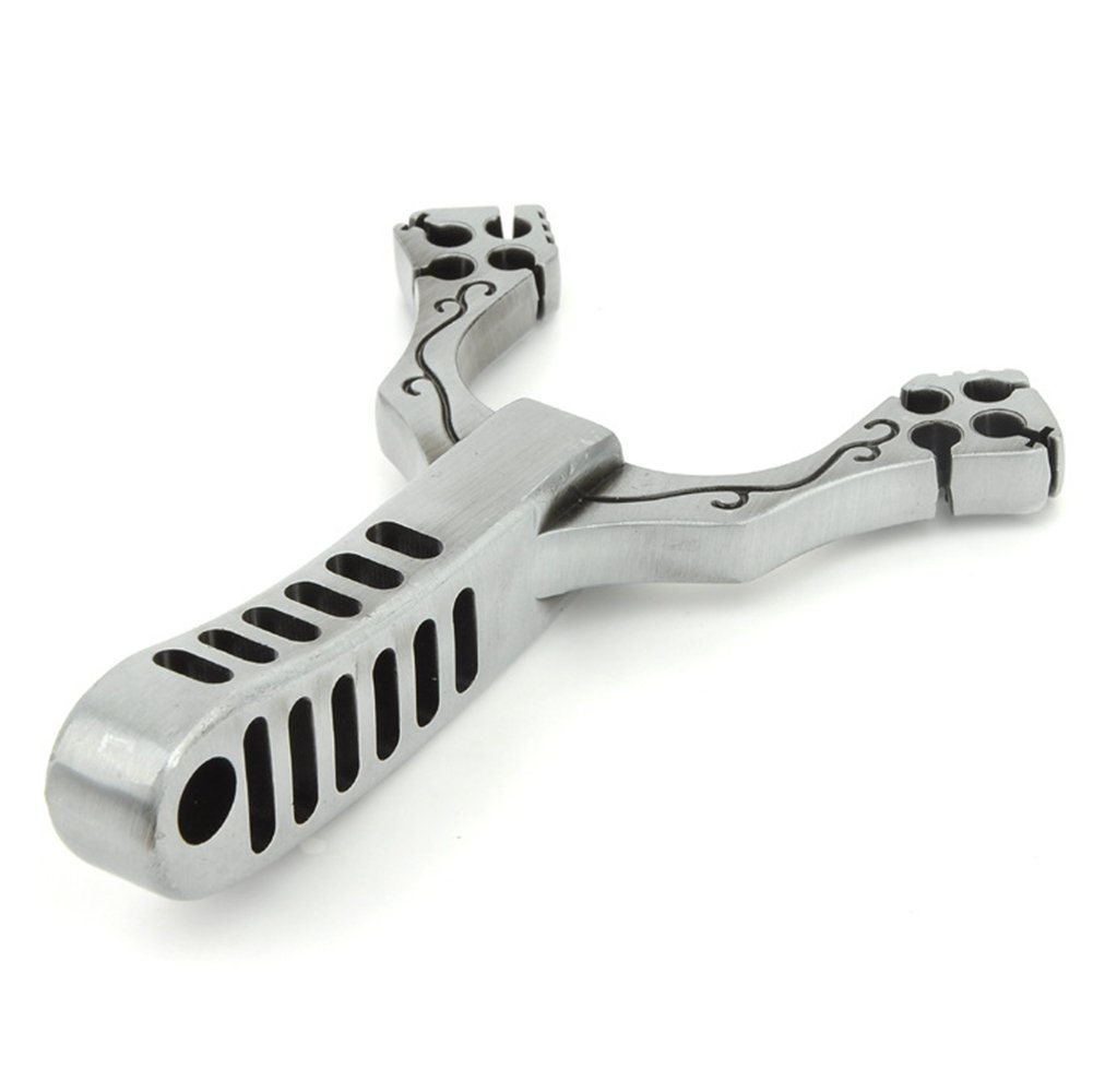 FRIENDLY Slingshot With Quality Rubber Bands Powerful For Outdoor Sport (Silver)