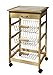 Organize It All Mobile Kitchen Utility Cart with Wire Drawers (Natural Pinewood), Tan, Silver, White, Model:34123W-1