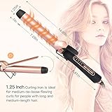 BESTOPE Curling Iron 1.25 Inch Ceramic Tourmaline Coating Curling Wand with Anti-Scald Insulated Wand Tip, 5 Heat Setting for All Hair Types(285 °F to 430 °F, Include Glove and Curl Clips)