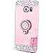 Compatible with Galaxy S8 Case,Lozeguyc Crystal Rhinestone Mirror Glass Case Bling Diamond Soft Rubber Makeup Case for Samsung Galaxy S8 with Detachable 360 Degree Ring Stand-Rose Gold
