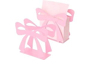 GLMFAN Pink Napkin Holder Set of 2, Cute Bow Napkin Holders for Paper Napkins Tissue Holder for Tables Countertop, Metal Disp