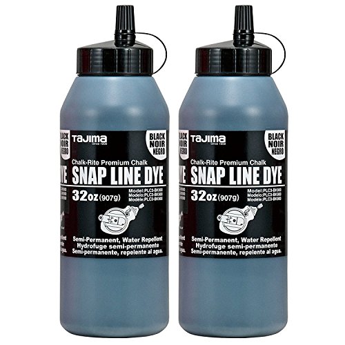 Tajima Marking Chalk - Black (2-Pack) - 32 Ounce Chalk-Rite Semi Permanent Dye with Durable Bottle and Easy Fill Nozzle - PLC3-BK900