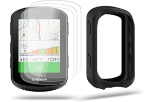HUADU Screen Protector for Garmin Edge 840 Solar/Edge 540 GPS and Silicone Case Cover,Tempered Glass Film Anti Scratch High Definition Full Coverage