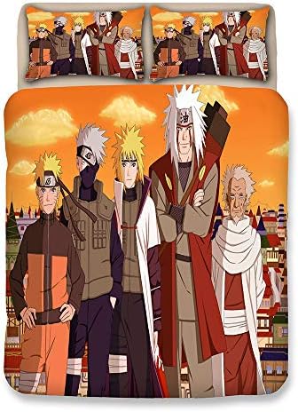 3D Naruto cartoon pattern duvet cover with 2pcs pillowcases, bedding sets for kids and teen(color 8, Single 3pcs)