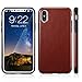 technext020 for iPhone Xs Brown Leather Case, for iPhone X Case, Ultra Slim Fit iPhone 10 Artificial PU Synthetic Leather Cover Shock Resistance Protective for Apple iPhone X Brown