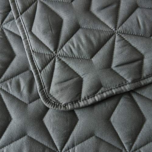 Exclusivo Mezcla 3-Piece King Size Quilt Set with Pillow Shams, as Bedspread/Coverlet/Bed Cover(Rhombus Steel Grey) - Soft, Lightweight, Reversible& Hypoallergenic - Thumbnail 4