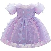 IDOPIP Toddler Baby Girls Butterfly Tutu Dress Birthday Party Pageant Tulle Flower Girl Dress for Wedding Communion Gown