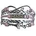 Infinity Collection Dance Bracelet – Pink and Silver Adjustable Wrap Bracelet with Ballerina Charm – Dance Recital Gift, Birthday Present, Dance Jewelry for Dancers