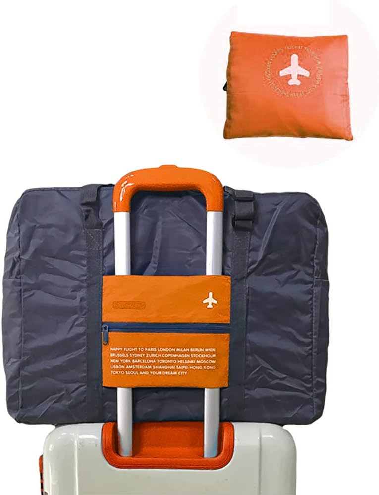 Foldable Travel Bag Luggage for Sports Gym Bag Large Nylon Duffle Bag for Men, Women 32 Liter (Orange)