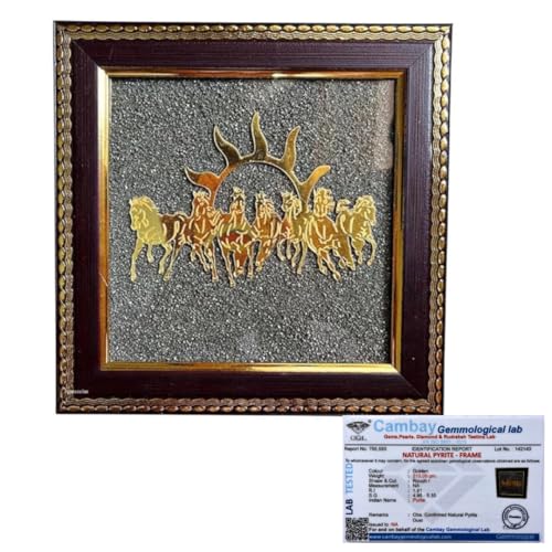 Agatesvibe 7 Horses on Raw Pyrite Frame | Seven Running Horses Vastu Feng Shui Wall Decor for Wealth, Success, Fame, Money Attraction & Prosperity | Wooden Home & Office Gift Frame | 7.5 x 7.5 Inch at Amazon