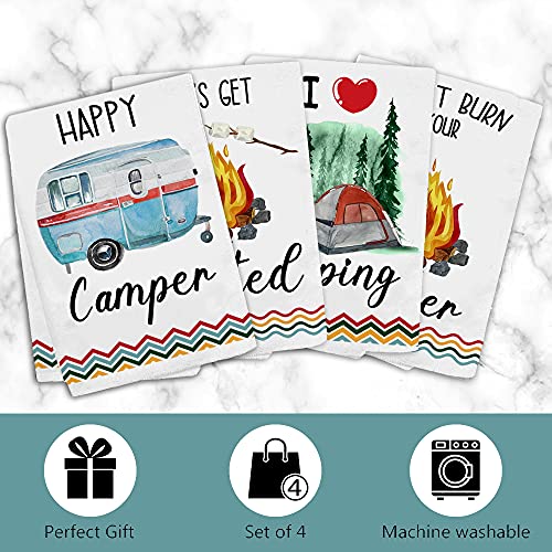 pinata Funny Camping Kitchen Towels Sets of 4 Happy Campers Camping