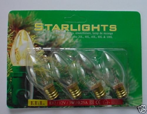starlights 4 E12 Clear Screw in Tulip Bulbs -12V 3W 0.25A-25