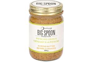 Big Spoon Pistachio Crunch Almond Nut Butter – Creamy Maple Blend with Whole Pistachios (368 g)