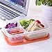 3 Compartment Meal Prep Containers - Premium BPA Free, Cute Reusable Lunch Box Portion Control - Microwave Freezer Safe w/ (Easy to Remove) Colored Lids + 7 Bonus Sporks | Plastic Divided Food Storage