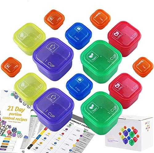 Portion Control Container and Food Plan Double Set (14-Pieces) - 21 Day