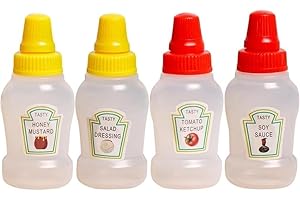 4Pcs Mini Ketchup Squeeze Bottles, 25ml Refillable Container for Condiments, Salad Dressing, Mayo, Containers Condiment Squee