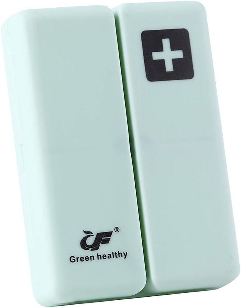 Portable Convenient Medicine Tablet Storage Case Dispenser Organizer Foldable Magnetic Supplement Pill Box 10cm X 7cm Secure Magnetic Snap 7 Compartments Outdoor Travel Household (Green)