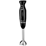 OVENTE Immersion Hand Blender, 300W Corded Electric Handheld Stick Mixer with 2 Mixing Speeds and Stainless Steel Blades for Smoothies, Purees & Baby Food, Black HS560B