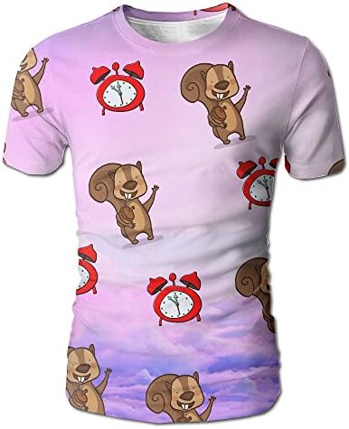 HXXUAN Groundhog Clock in Purple Sky Men's Full Print Short Sleeve T-Shirt Tee