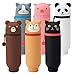 LIHIT LAB Kawaii Japanese Gray Cat Stand Up Pencil Case For School Office College, Cute School Supplies, Animal Pen Holder Pouch Holder Teen Girls Artists, Travel Cosmetics Storage (A7712-4)