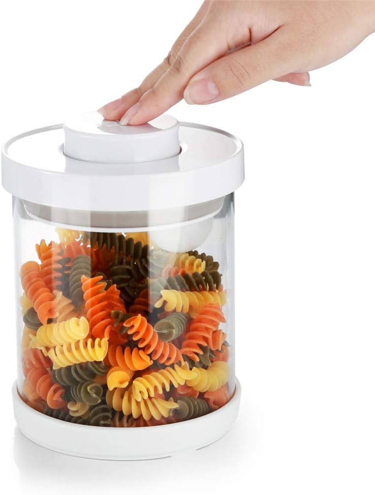 Glass Kitchen Storage Jar Set with Vacuum Pump Lid, BPA-free, Crystal Clear Food Storage Container, Glass Canister Set, Perfect for Dry goods, Snacks, Fresh Herbs, Ingredients and More
